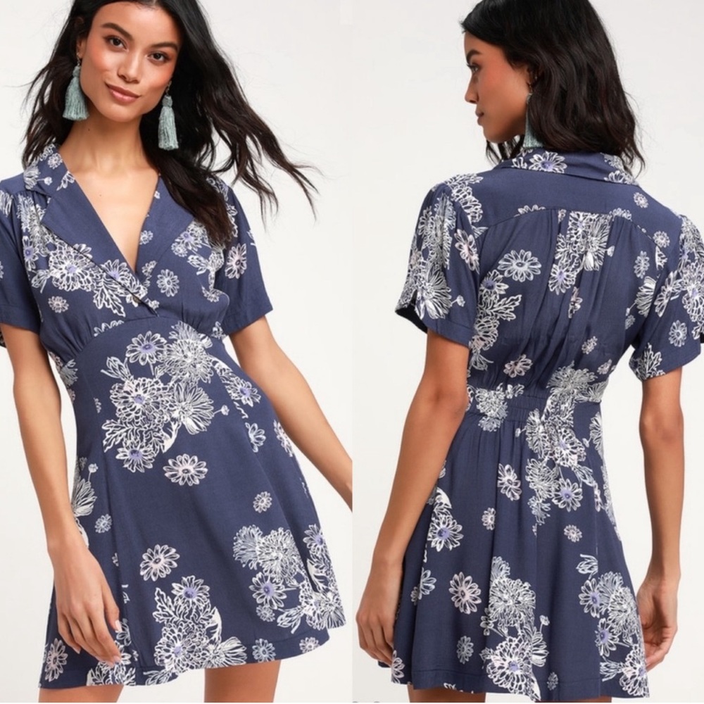 Free People Dress Hawaii Mini Womens Floral Print